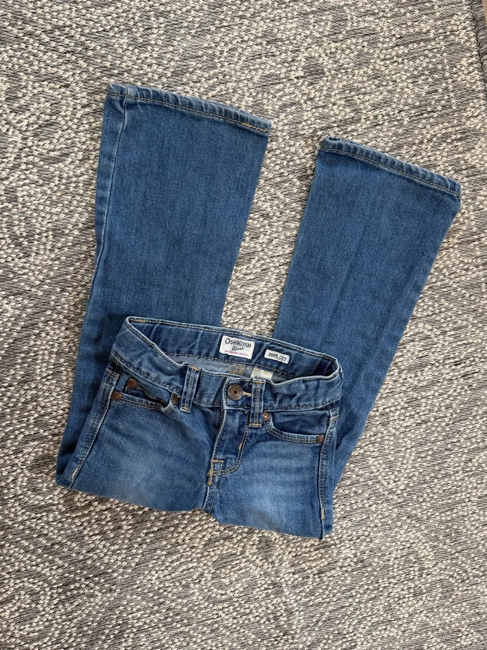 VTG Y2K OshKosh B'gosh Girls Boot Cut Slim Jeans Sz 5 Oshkosh Embroidered Pocket